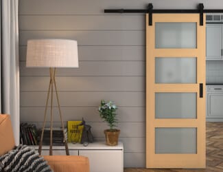 Shaker 4 Light Oak - Prefinished Frosted Glass Sliding Barn Door
