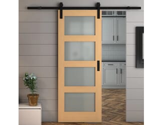 Shaker 4 Light Oak - Prefinished Frosted Glass Sliding Barn Door