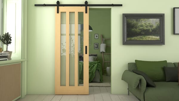 Aston Oak Clear Glass Sliding Barn Door