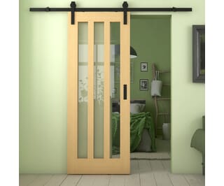 Aston Oak Clear Glass Sliding Barn Door