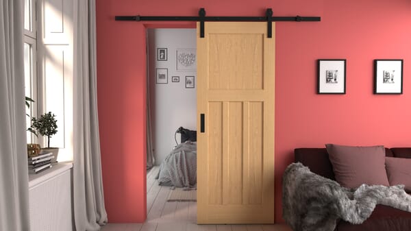 DX 30's Style Oak Sliding Barn Door