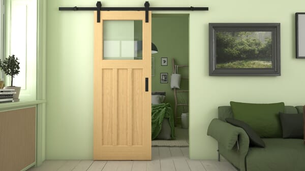 DX 30's Style Oak Clear Glass Sliding Barn Door