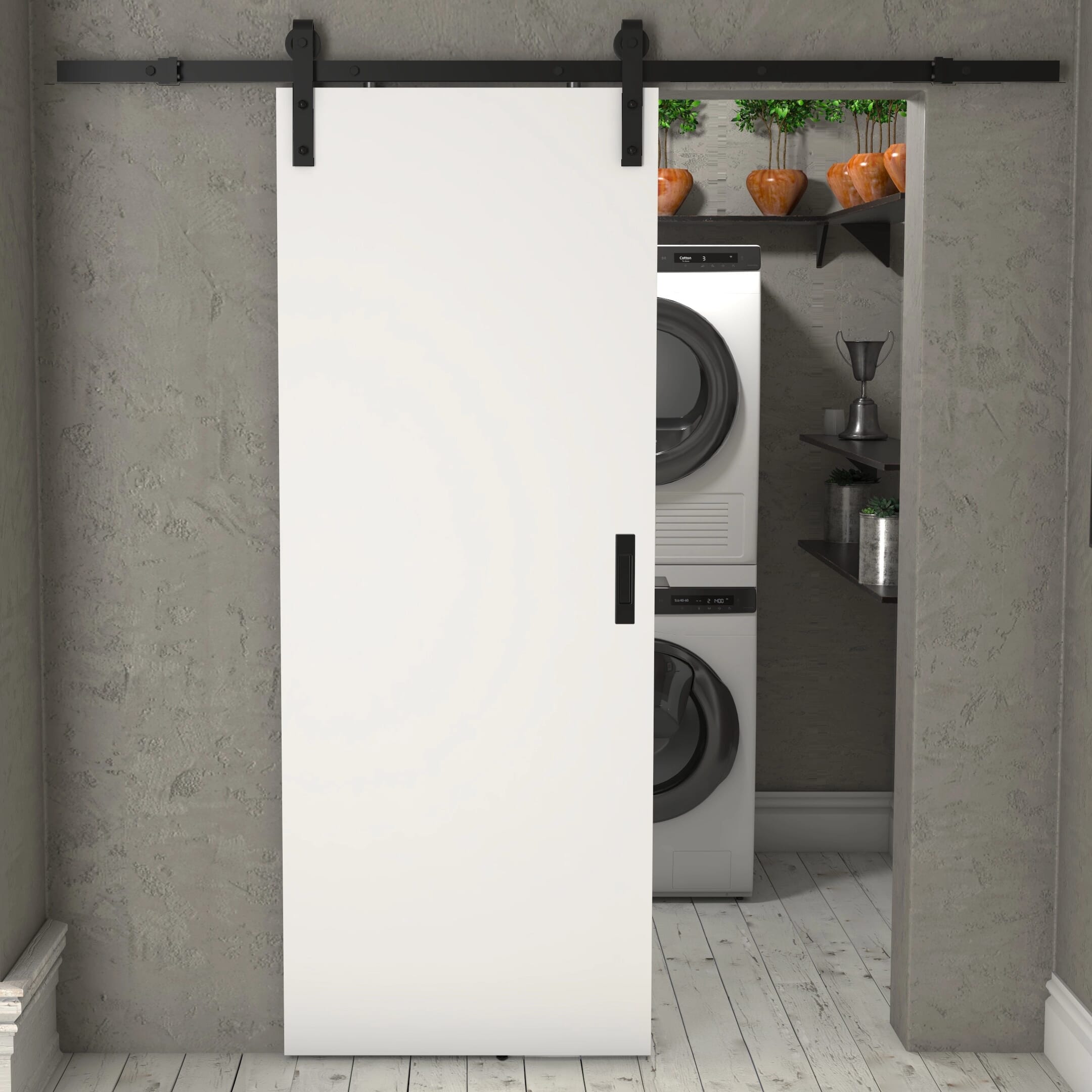 711x1981x35mm (28) Flush White Prefinished Sliding Barn Door