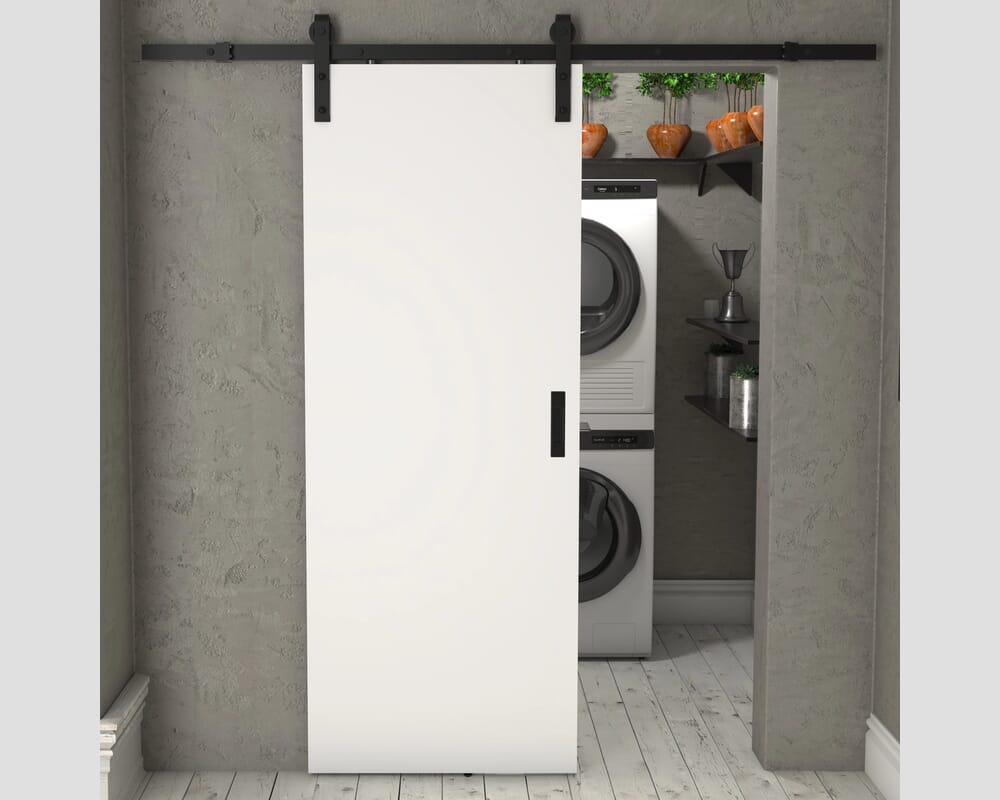 686x1981x35mm (27") Flush White Prefinished Sliding Barn Door