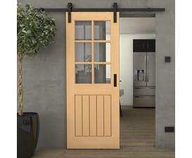 Mexicano Oak 6L Clear Glass Sliding Barn Door
