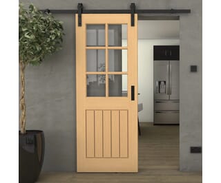 Mexicano Oak 6L Clear Glass Sliding Barn Door