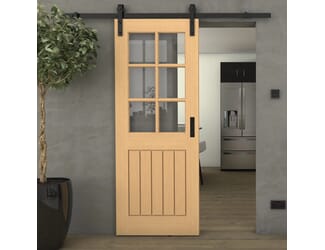 Mexicano Oak 6L Clear Glass Sliding Barn Door