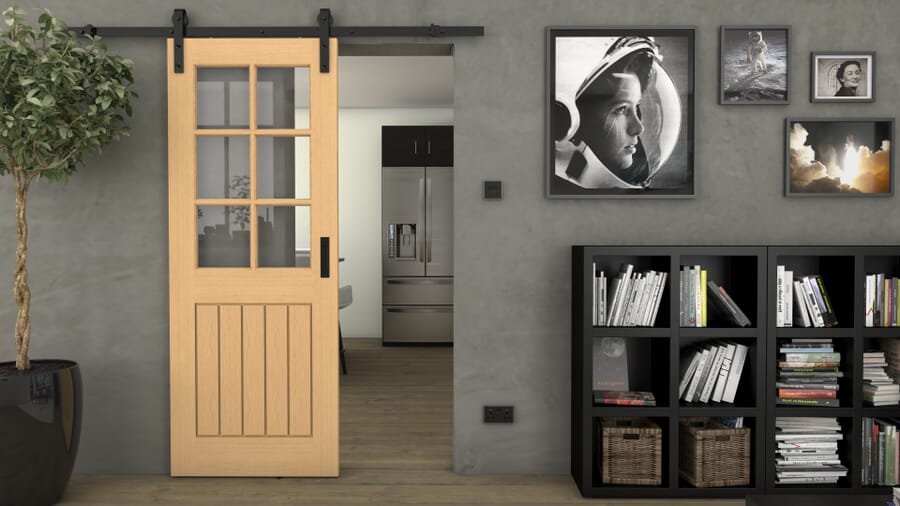 Mexicano Oak 6L Clear Glass – Prefinished Sliding Barn Door