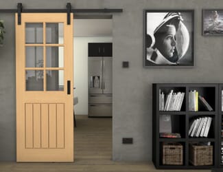 Mexicano Oak 6L Clear Glass - Prefinished Sliding Barn Door