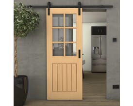 Mexicano Oak 6L Clear Glass - Prefinished Sliding Barn Door