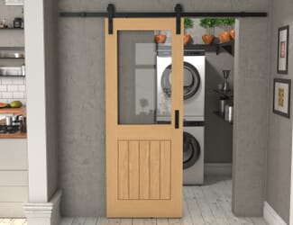 Mexicano Oak Half Light Clear Glass - Prefinished Sliding Barn Door