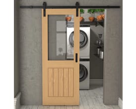 Mexicano Oak Half Light Clear Glass - Prefinished Sliding Barn Door