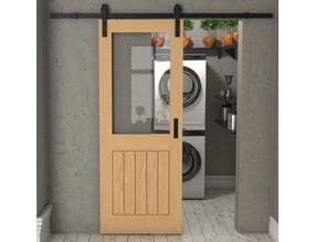 Mexicano Oak Half Light Clear Glass - Prefinished Sliding Barn Door