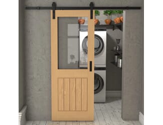 Mexicano Oak Half Light Clear Glass - Prefinished Sliding Barn Door