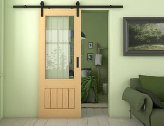 Mexicano Oak 2XG Clear Glass with Frosted Lines - Prefinished Sliding Barn Door