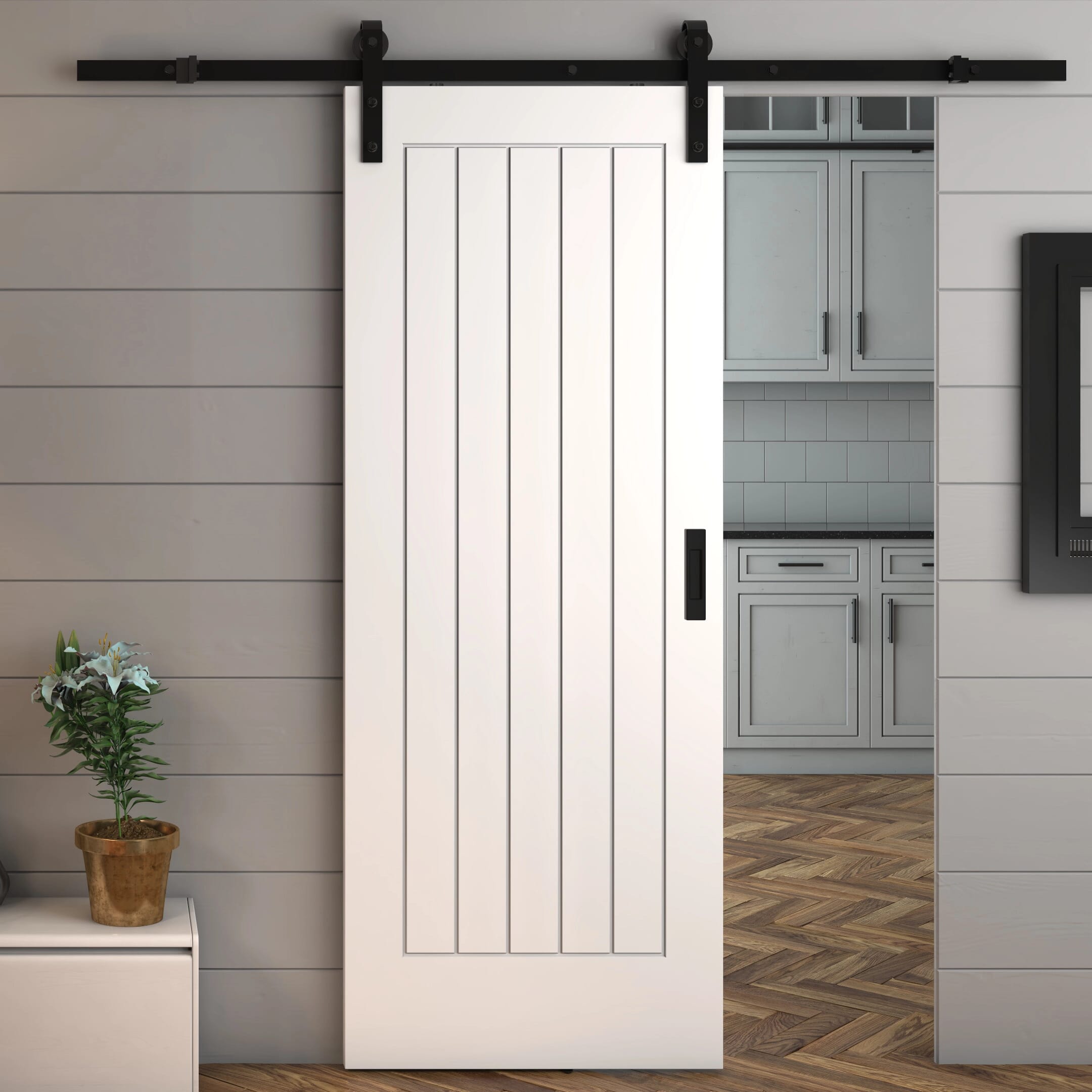 813x2032x35mm (32) Suffolk White - Prefinished Sliding Barn Door