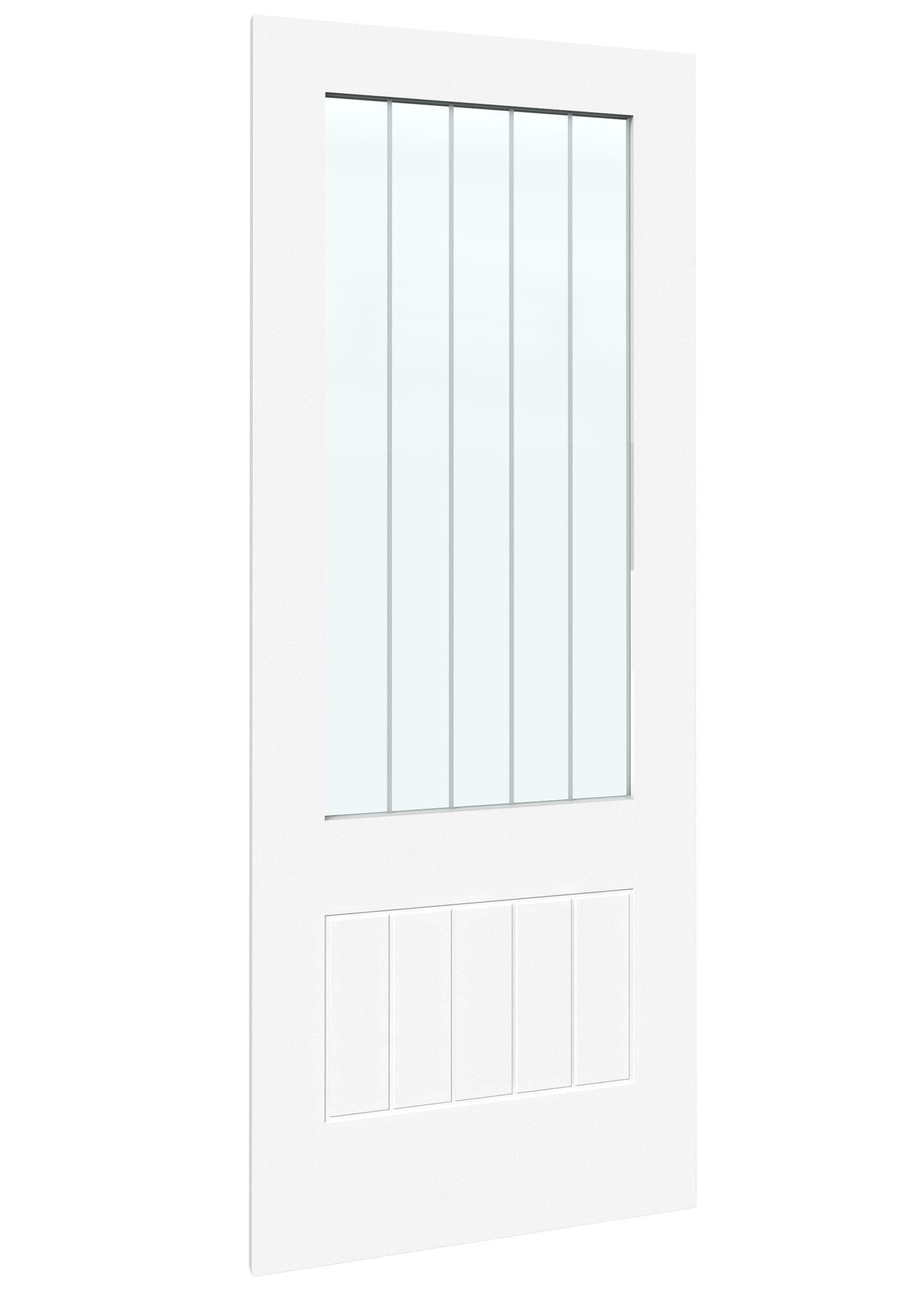 686x1981x35mm (27") Suffolk White 2XG Clear Glass with Frosted Lines - Prefinished Sliding Barn Door