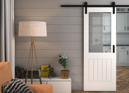 White Suffolk Clear Glass - Prefinished Sliding Barn Door