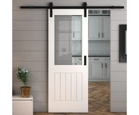 White Suffolk Clear Glass - Prefinished Sliding Barn Door