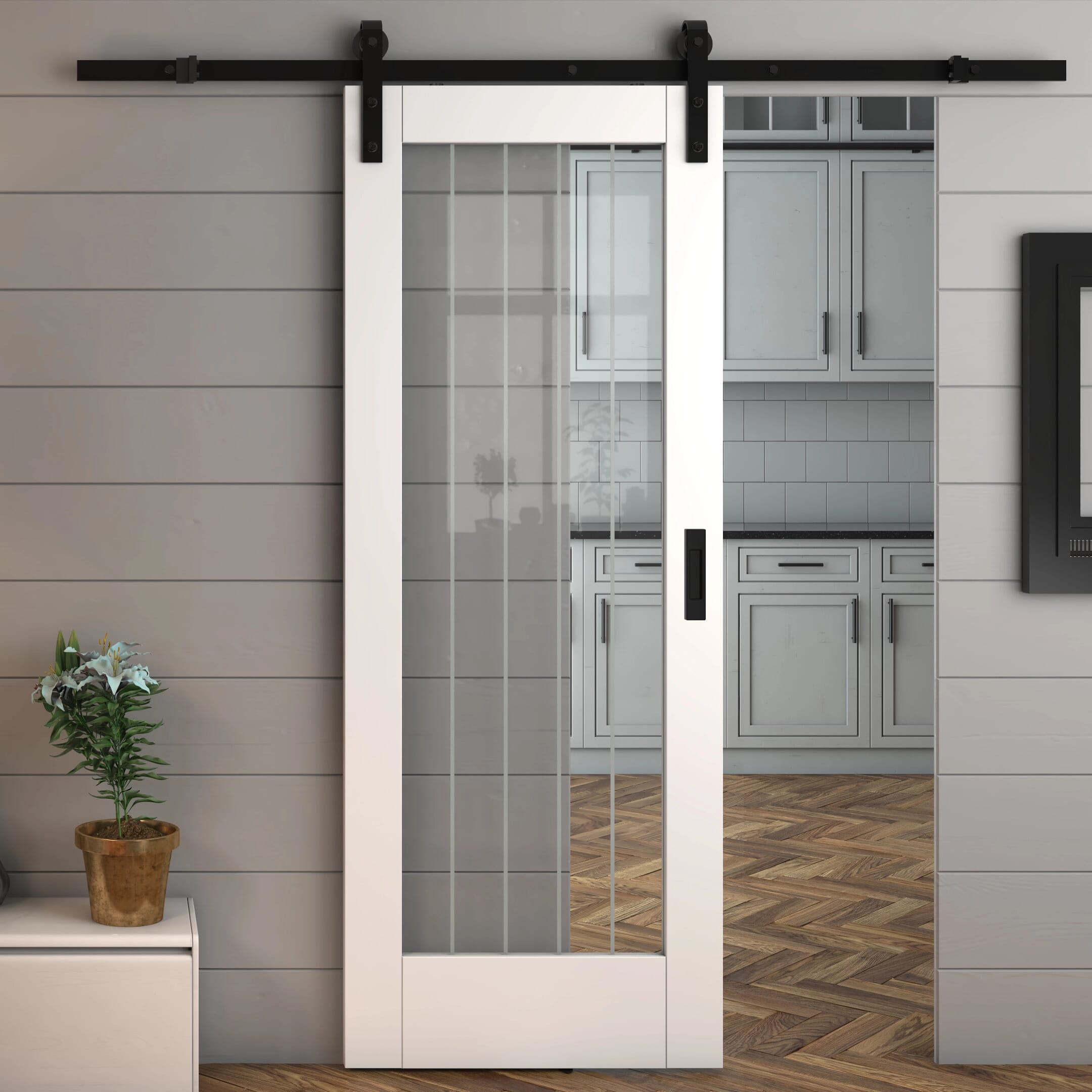 Suffolk White Pattern 10 - Prefinished Sliding Barn Door