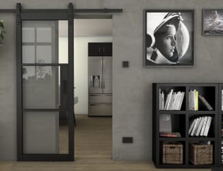 Heritage Black Clear Glass - Prefinished Sliding Barn Door