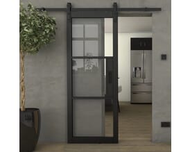 Heritage Black Clear Glass - Prefinished Sliding Barn Door