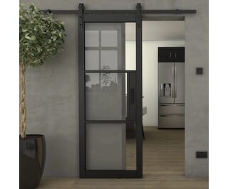 Heritage Black Clear Glass - Prefinished Sliding Barn Door