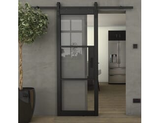 Heritage Black Clear Glass - Prefinished Sliding Barn Door