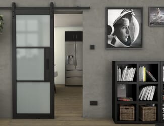 Heritage Black Frosted Glass - Prefinished Sliding Barn Door