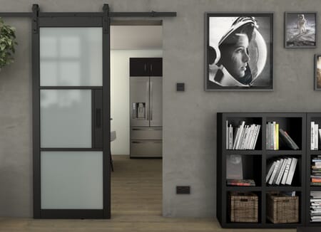 Heritage Black Frosted Glass - Prefinished Sliding Barn Door