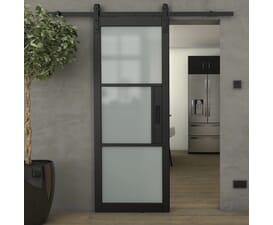 Heritage Black Frosted Glass - Prefinished Sliding Barn Door