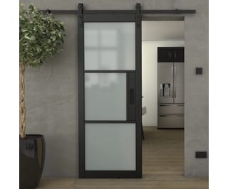 Heritage Black Frosted Glass - Prefinished Sliding Barn Door