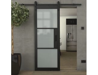 Heritage Black Frosted Glass - Prefinished Sliding Barn Door