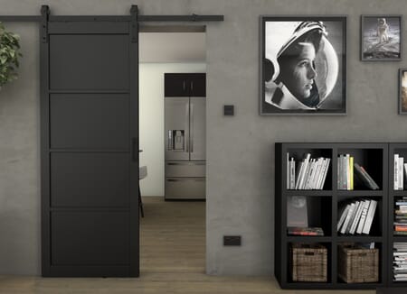 Kensington Black 4 Panel - Prefinished Sliding Barn Door