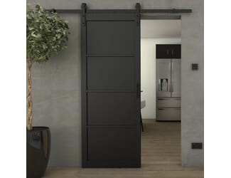 Kensington Black 4 Panel - Prefinished Sliding Barn Door