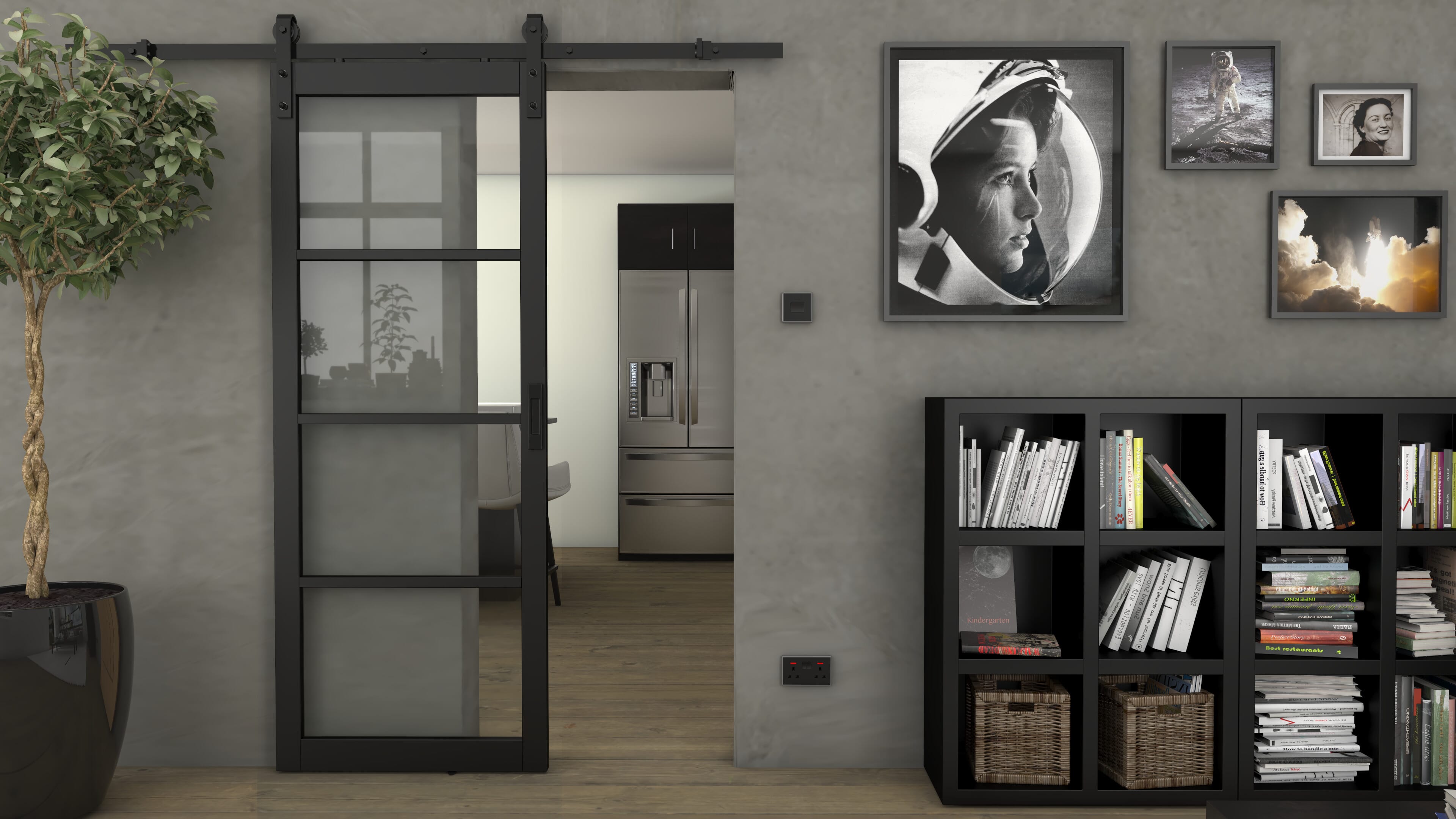 Kensington Black Clear Glass - Prefinished Sliding Barn Door