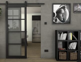 Kensington Black Clear Glass - Prefinished Sliding Barn Door