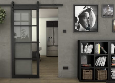 Kensington Black Clear Glass - Prefinished Sliding Barn Door