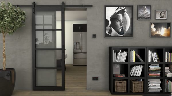 Kensington Black Clear Glass Sliding Barn Door