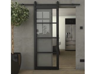 Kensington Black Clear Glass - Prefinished Sliding Barn Door
