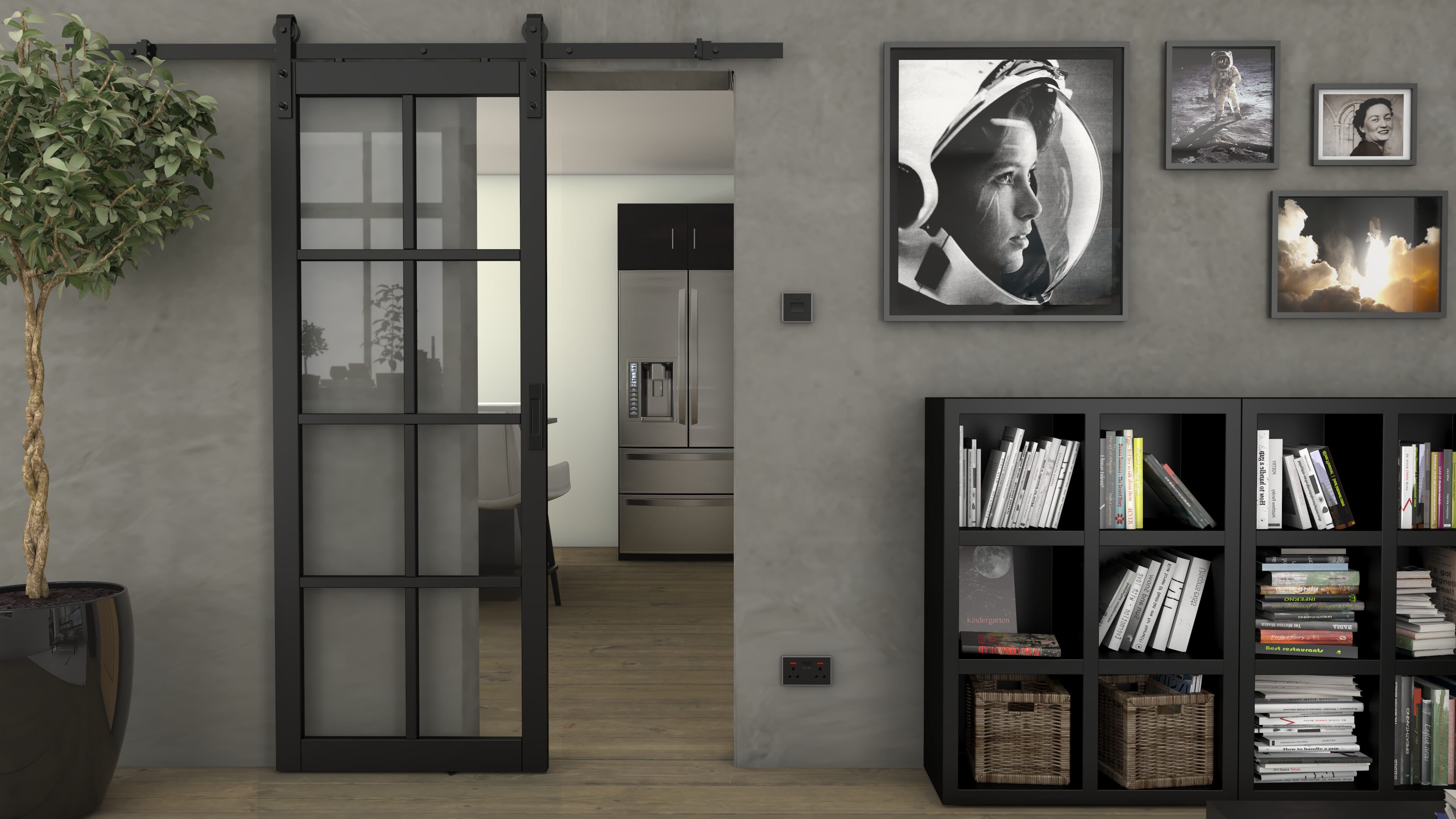 Mayfair Black Clear Glass - Prefinished Sliding Barn Door