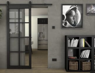 Mayfair Black Clear Glass - Prefinished Sliding Barn Door
