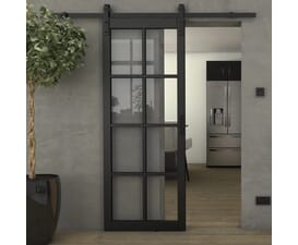 Mayfair Black Clear Glass - Prefinished Sliding Barn Door