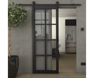 Mayfair Black Clear Glass - Prefinished Sliding Barn Door