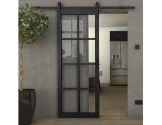 Mayfair Black Clear Glass - Prefinished Sliding Barn Door