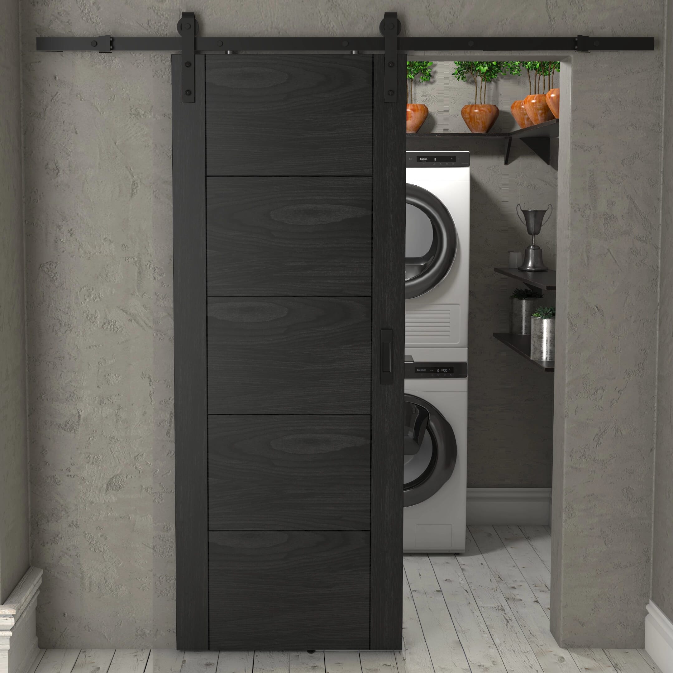 Iseo Black Oak - Prefinished Sliding Barn Door