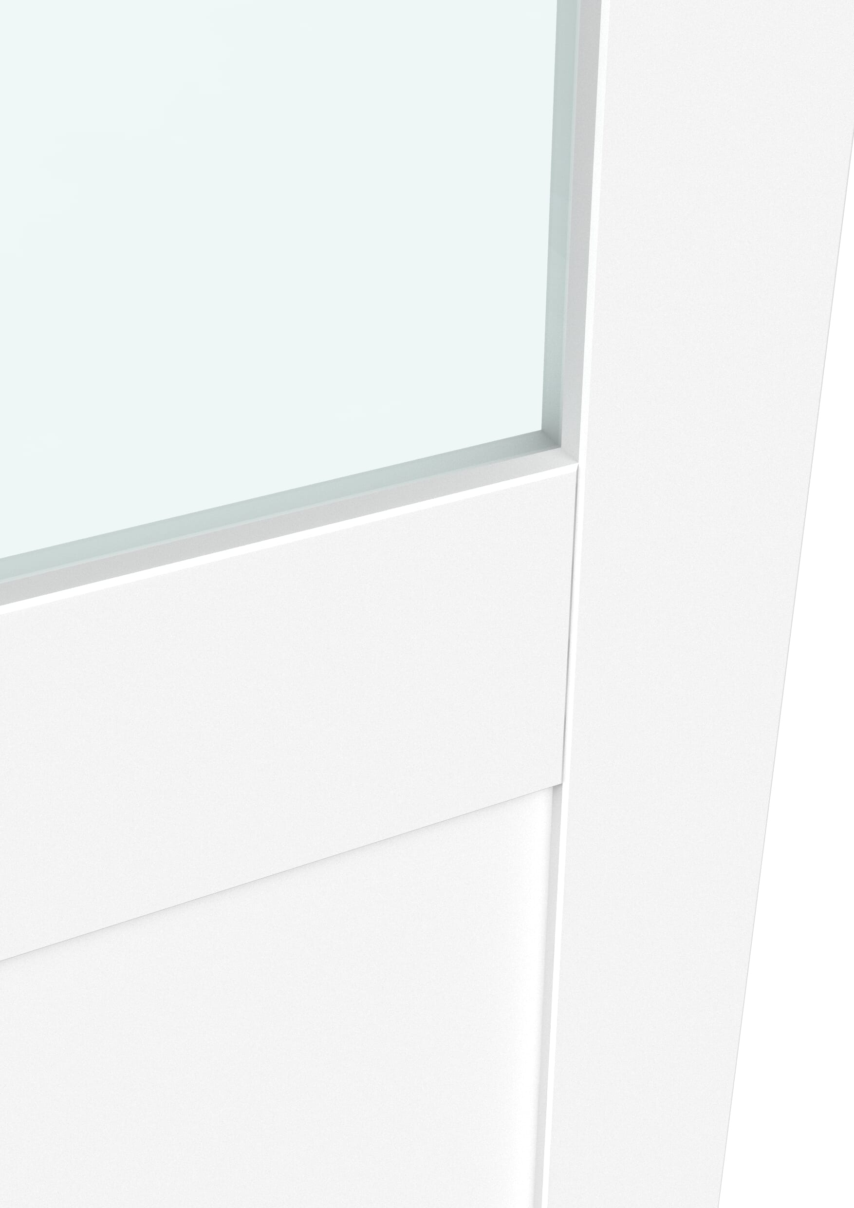 686x1981x35mm (27") Modern Shaker 2 Panel White Clear Glass - Prefinished Sliding Barn Door