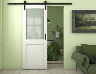 Modern Shaker 2 Panel White Frosted Glass - Prefinished Sliding Barn Door