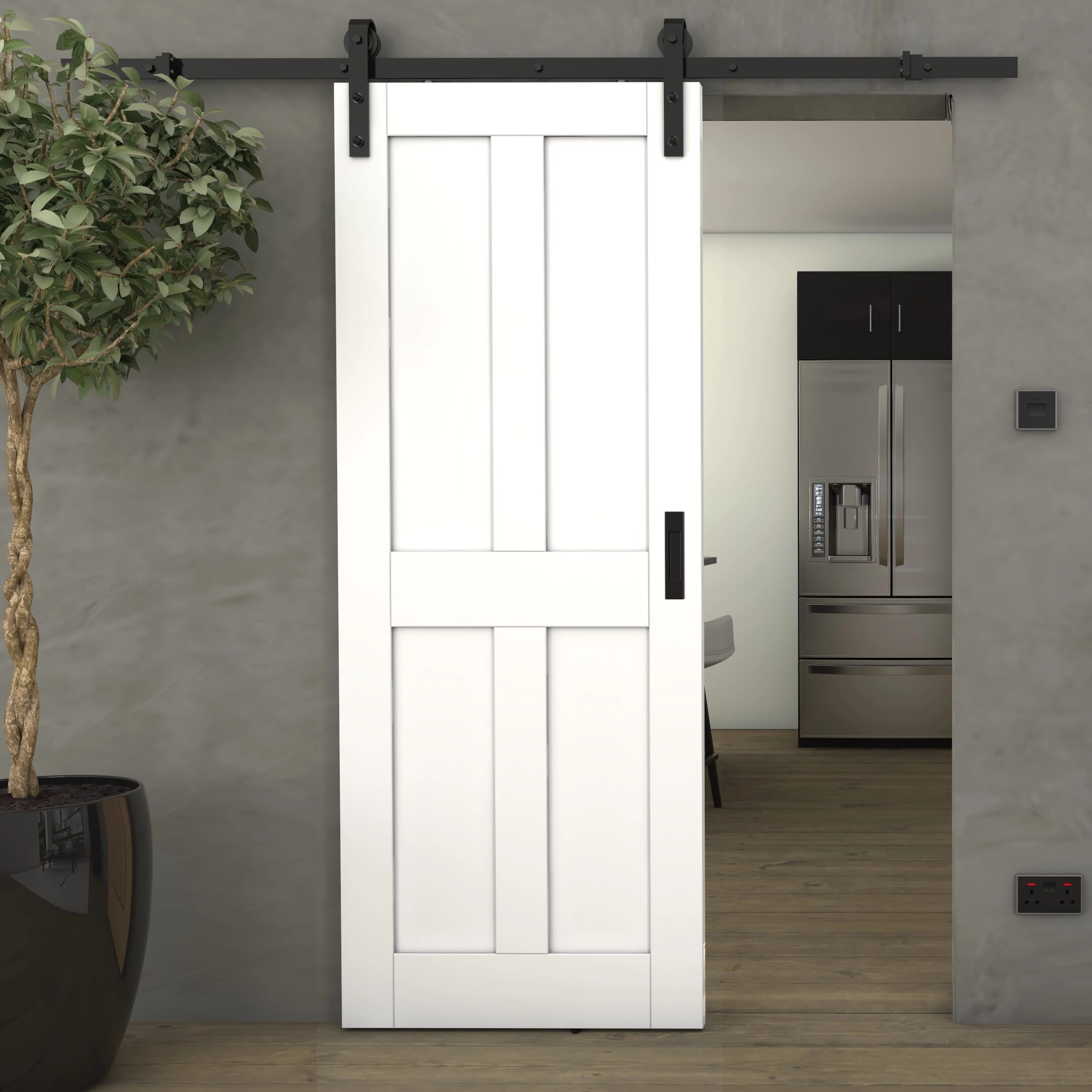 Victorian 4 Panel Shaker White - Prefinished Sliding Barn Door