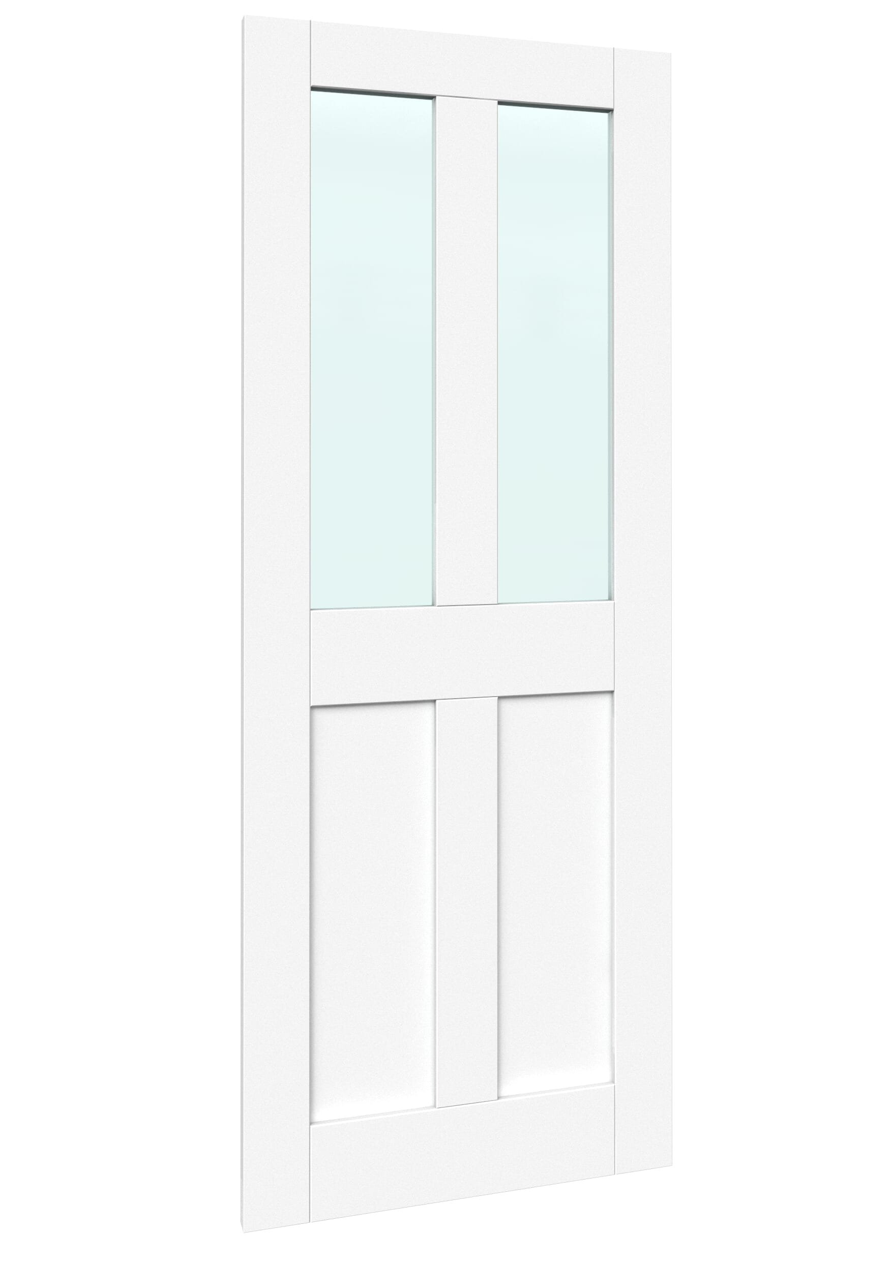 686x1981x35mm (27") Victorian 4 Panel Shaker White Clear Glass - Prefinished Sliding Barn Door